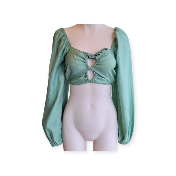 Ruched Cut-Out Croptop by Topshop Size 2 NWOT - Picture 9 of 16